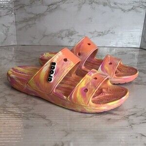 Crocs classic tie dye marble sandals size 11